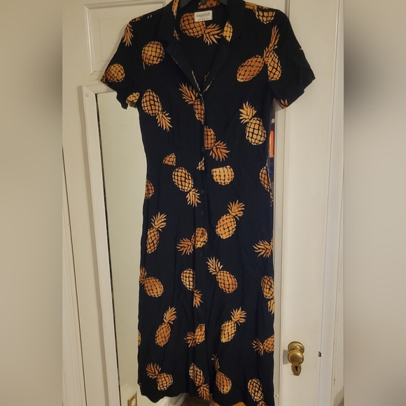 Dresses | Sugarhill Brighton Black And Tan Pineapple Design Dress | Poshmark